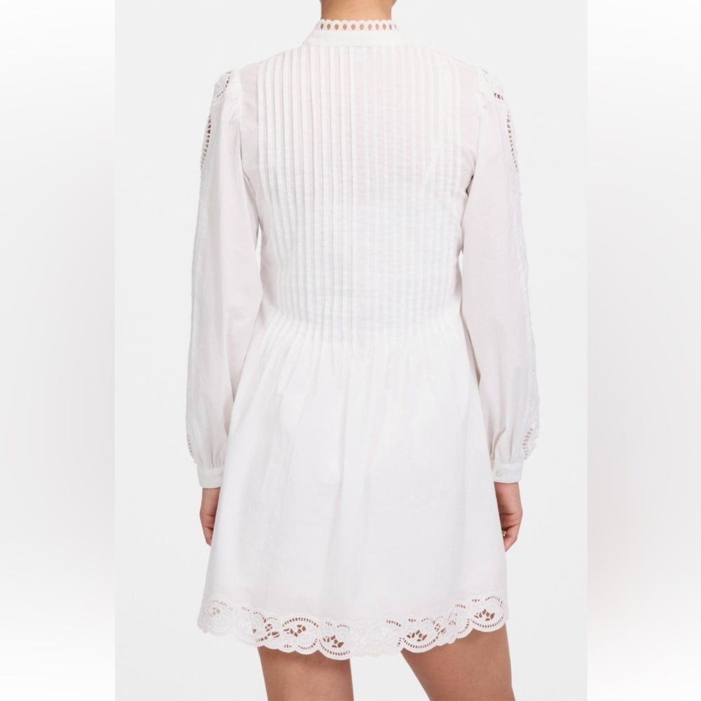 Madewell Pintucked Eyelet Mini Dress in White Cotton size large - Picture 2 of 11